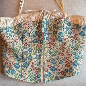 VICI  Tapestry Corset Top in Blue & Cream